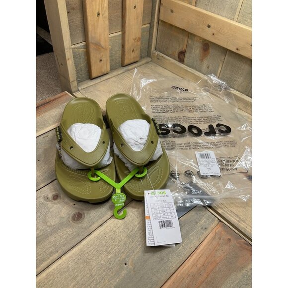 NEW Crocs Unisex Mens 8/Womens 10 Olive Aloe Classic All Terrain Thong FlipFlops main image 6